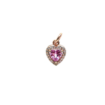 JPPD-207/3094 Pink Sapphire Heart Charms Pendant | 14K