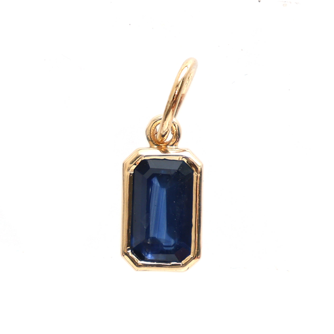 JPPD-246/3733 Blue Sapphire Octagon Bezal Charms Pendant | 14K