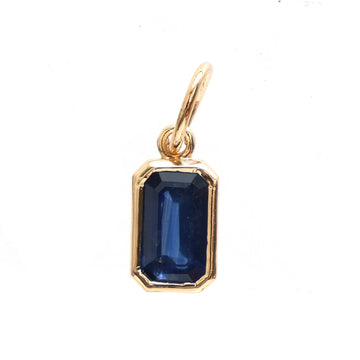 JPPD-246/3733 Blue Sapphire Octagon Bezal Charms Pendant | 14K