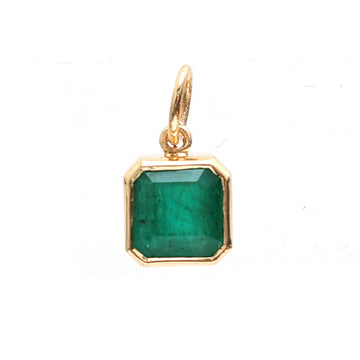 JPPD-251/3738 Emerald Square  Octagon Bezal Charms Pendant | 18K