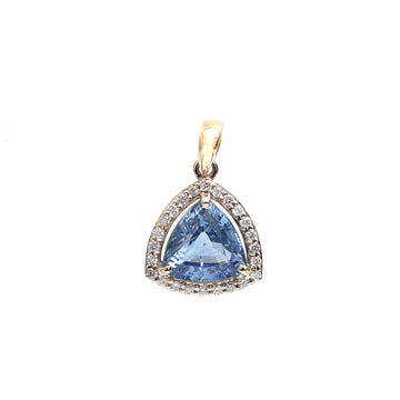 JPPD-301/4323 Blue Sapphire Trillion With Diamond Pendant | 14K