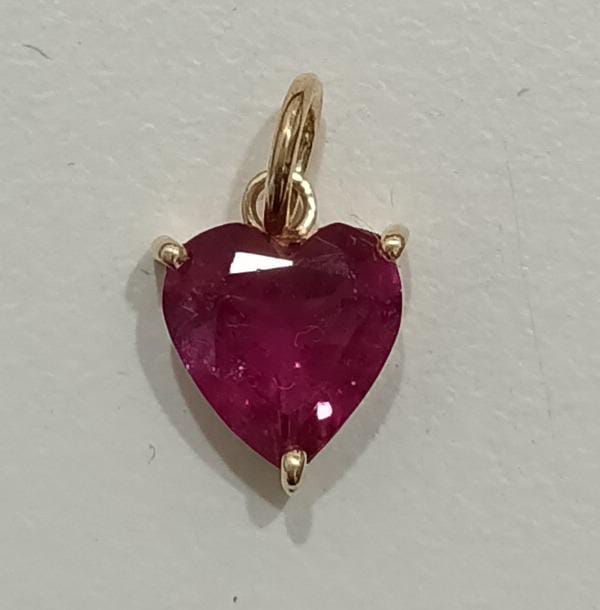 JPPD-315/4717 Rubillite Heart Charms Pendant | 14K