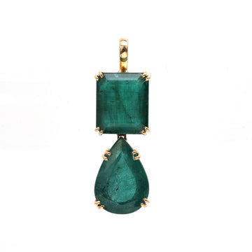 JPPD-316/4722 Emerald Octagon & Pear Charms  Pendant | 18K
