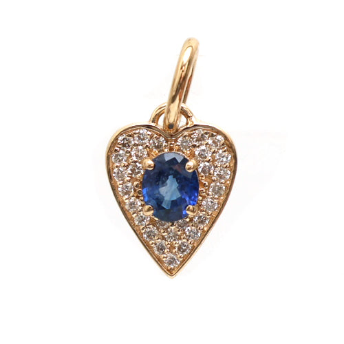JPPD-319/4732 Blue Sapphire Oval With Diamond Charms Pendant | 14K