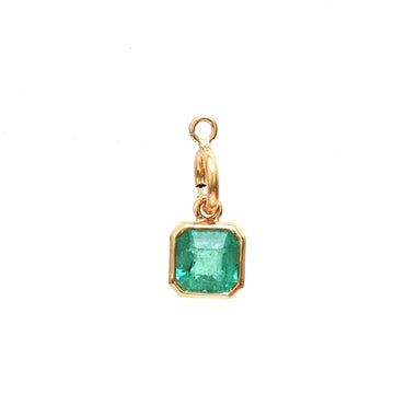 JPPD-324/4958 Emerald Cushion Bezel Charms Pendant | 18K