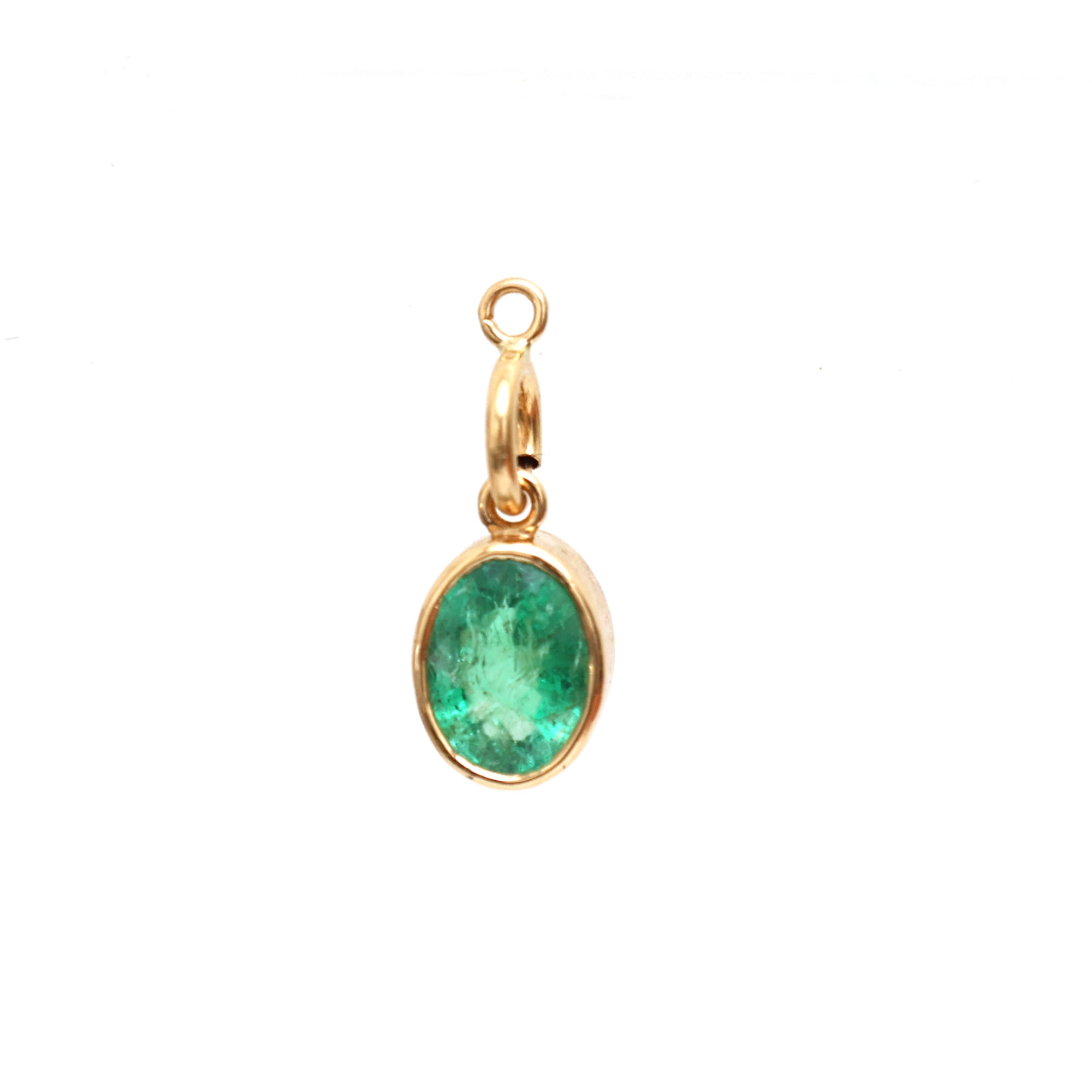JPPD-326/4960 Emerald Oval Bezel Charms Pendant | 18K