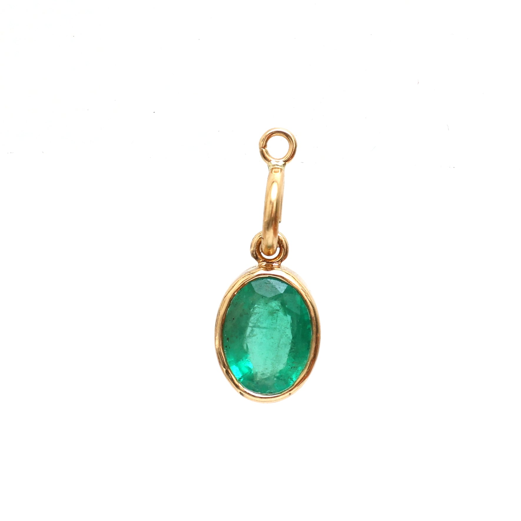 JPPD-327/4961 Emerald Oval Bezel Charms Pendant | 18K
