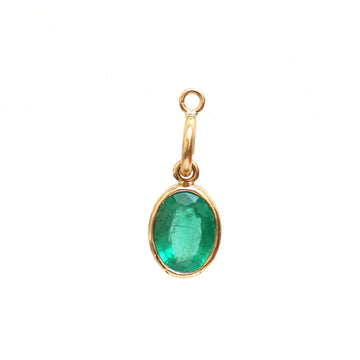 JPPD-327/4961 Emerald Oval Bezel Charms Pendant | 18K