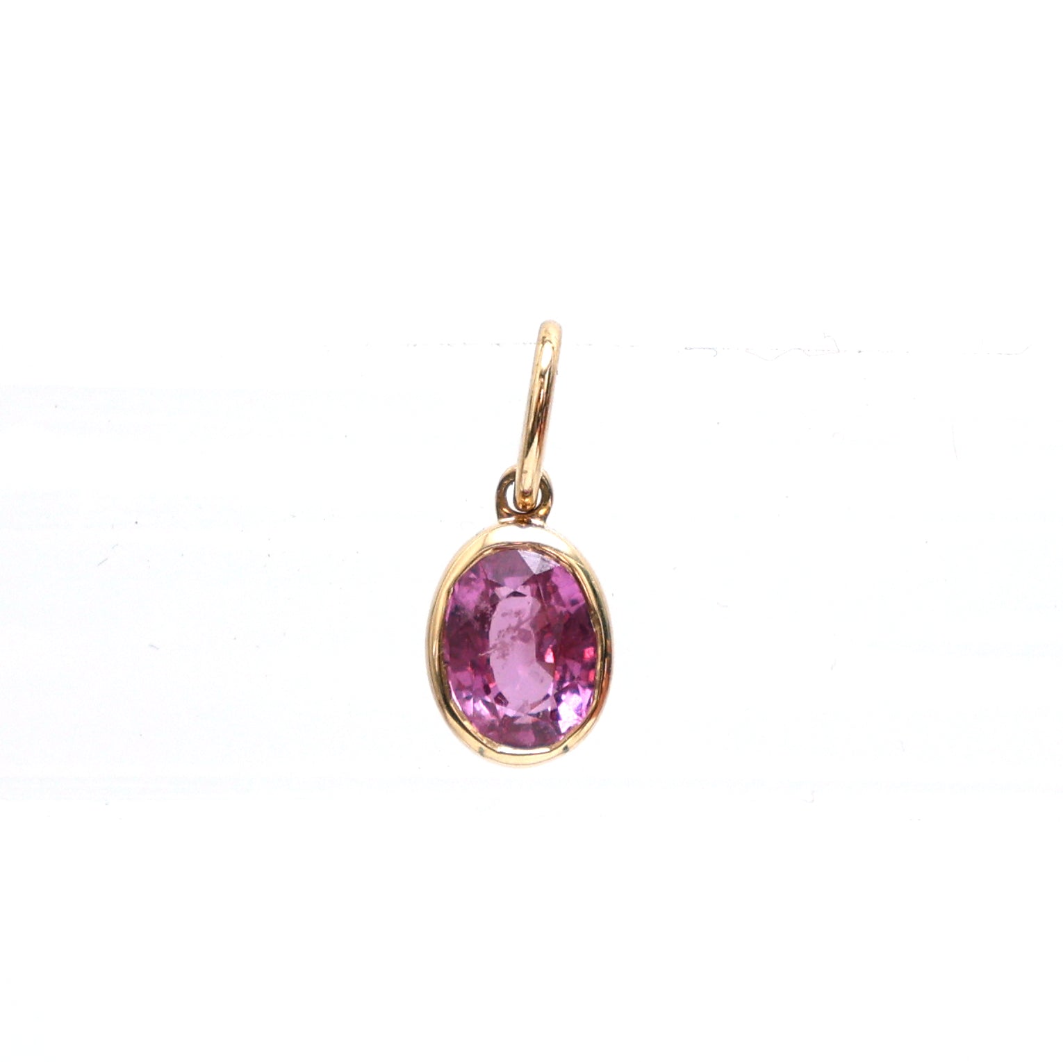 JPPD-333/5107 Pink Sapphire Oval Bezal Charms Pendant | 18K