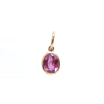 JPPD-333/5107 Pink Sapphire Oval Bezal Charms Pendant | 18K