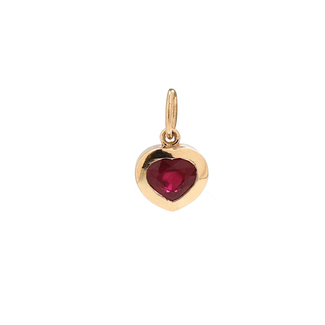JPPD-366/5757 Ruby Heart Bezel Charms Pendant | 18K
