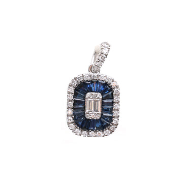 JPPD-369/5950 Blue Sapphire Taper With Diamond Pendant | 18K