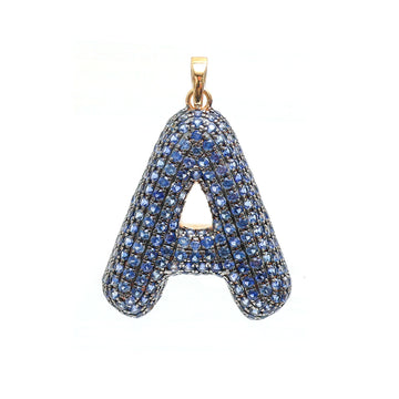 JPPD-382/6293 Blue Sapphire Round A Letter Pendant | 14K