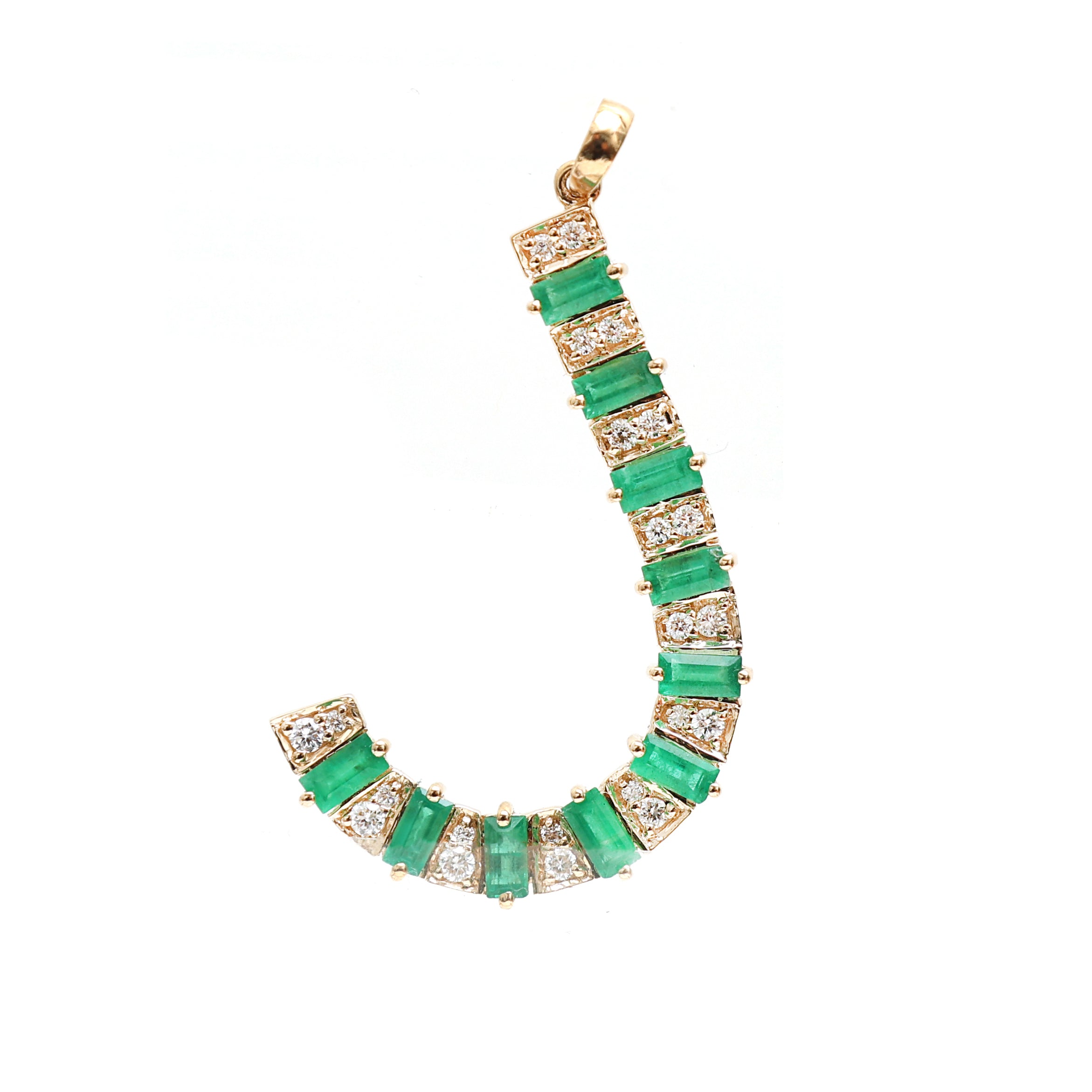 JPPD-383/6329 Emerald Baguette 4X2 With Diamond Pendant | 14K