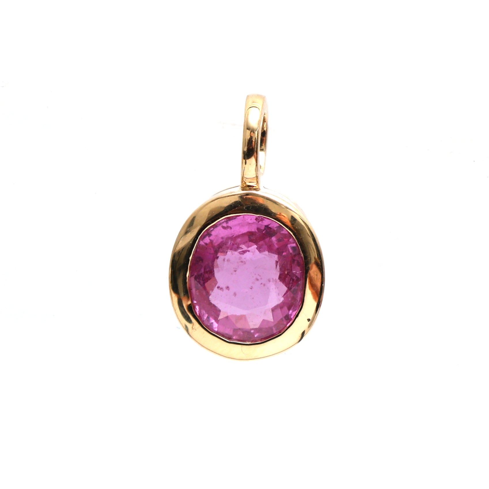 JPPD-389/6651 Pink Sapphire Oval Bezel Set Pendant | 18K