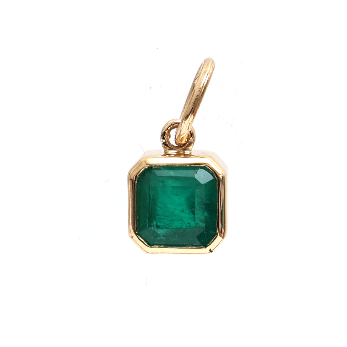 JPPD-398/6995 Emerald Square Octagon Bezel Set Pendant | 18K