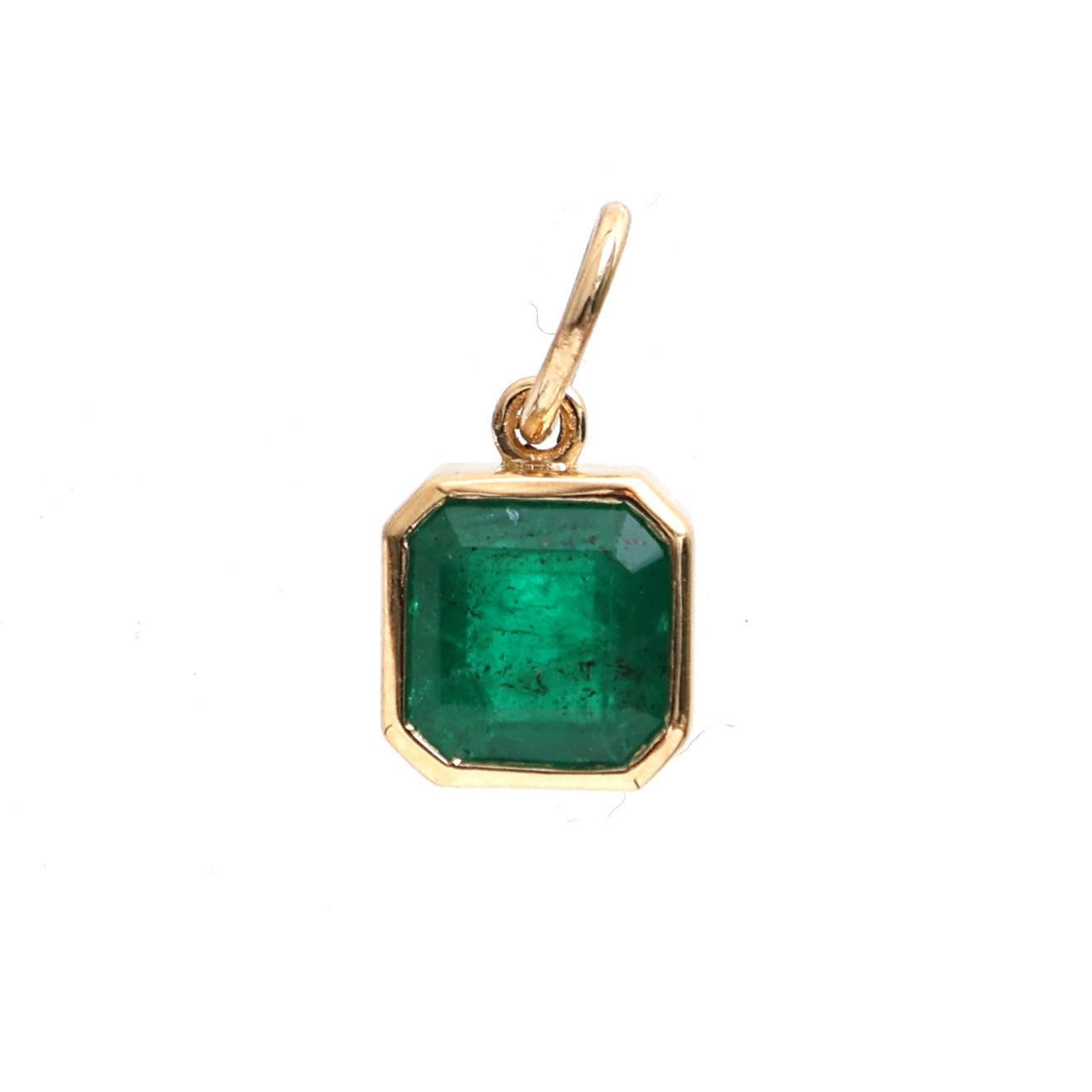 JPPD-402/6999 Emerald Square Octagon Bezel Set Pendant | 18K