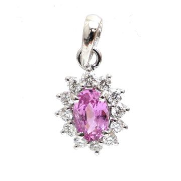 JPPD-410/7034 Pink Sapphire Oval With Diamond Pendant | 18K