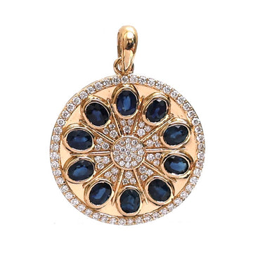 JPPD-439/7163 Blue Sapphire Oval 4X3 With Diamond Pendant | 18K