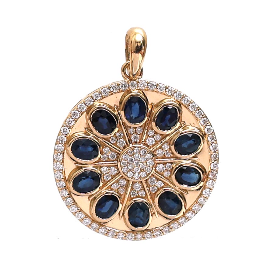 JPPD-439/7163 Blue Sapphire Oval 4X3 With Diamond Pendant | 18K