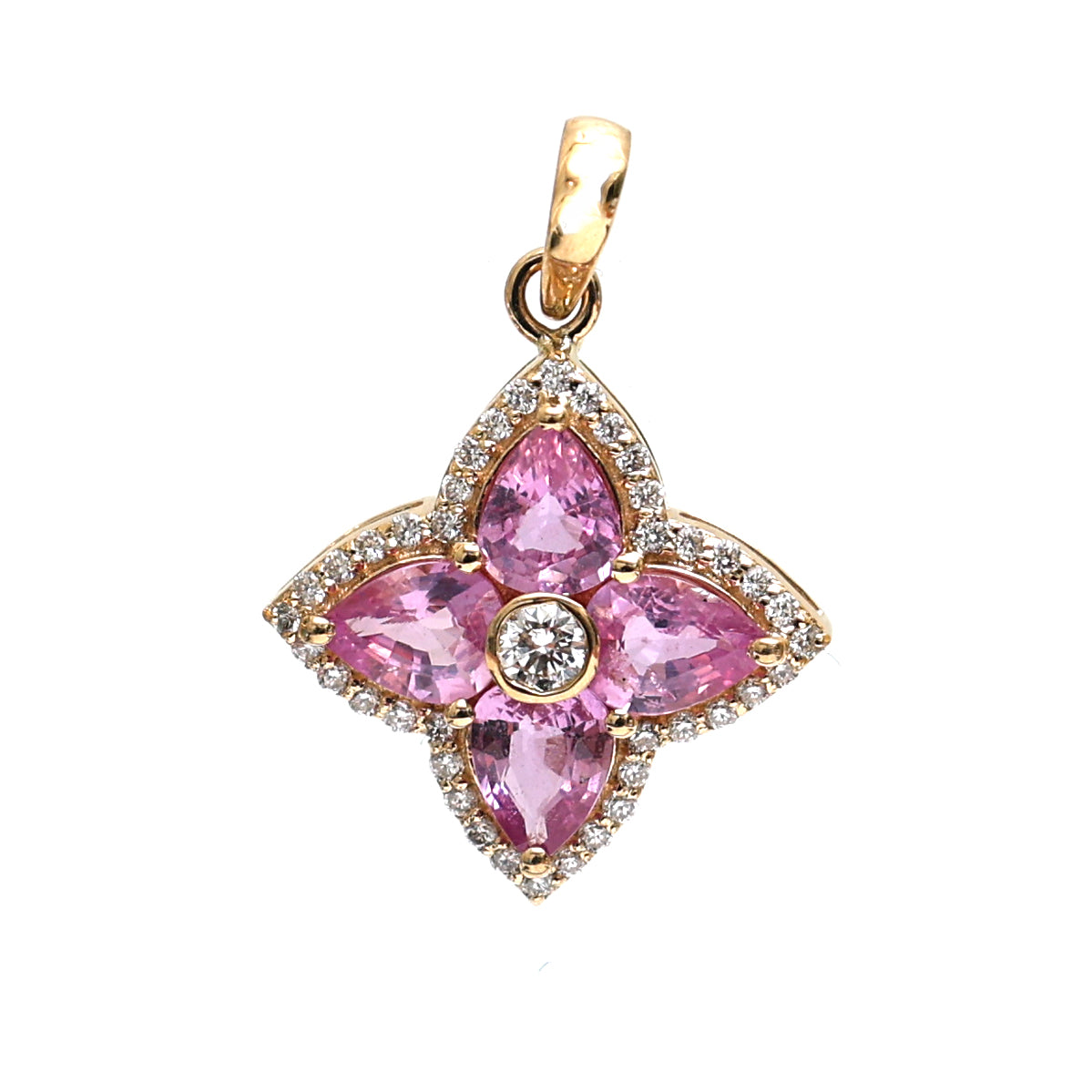 JPPD-443/7186 Pink Sapphire Pear With Diamond Pendant | 18K