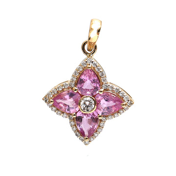 JPPD-443/7186 Pink Sapphire Pear With Diamond Pendant | 18K