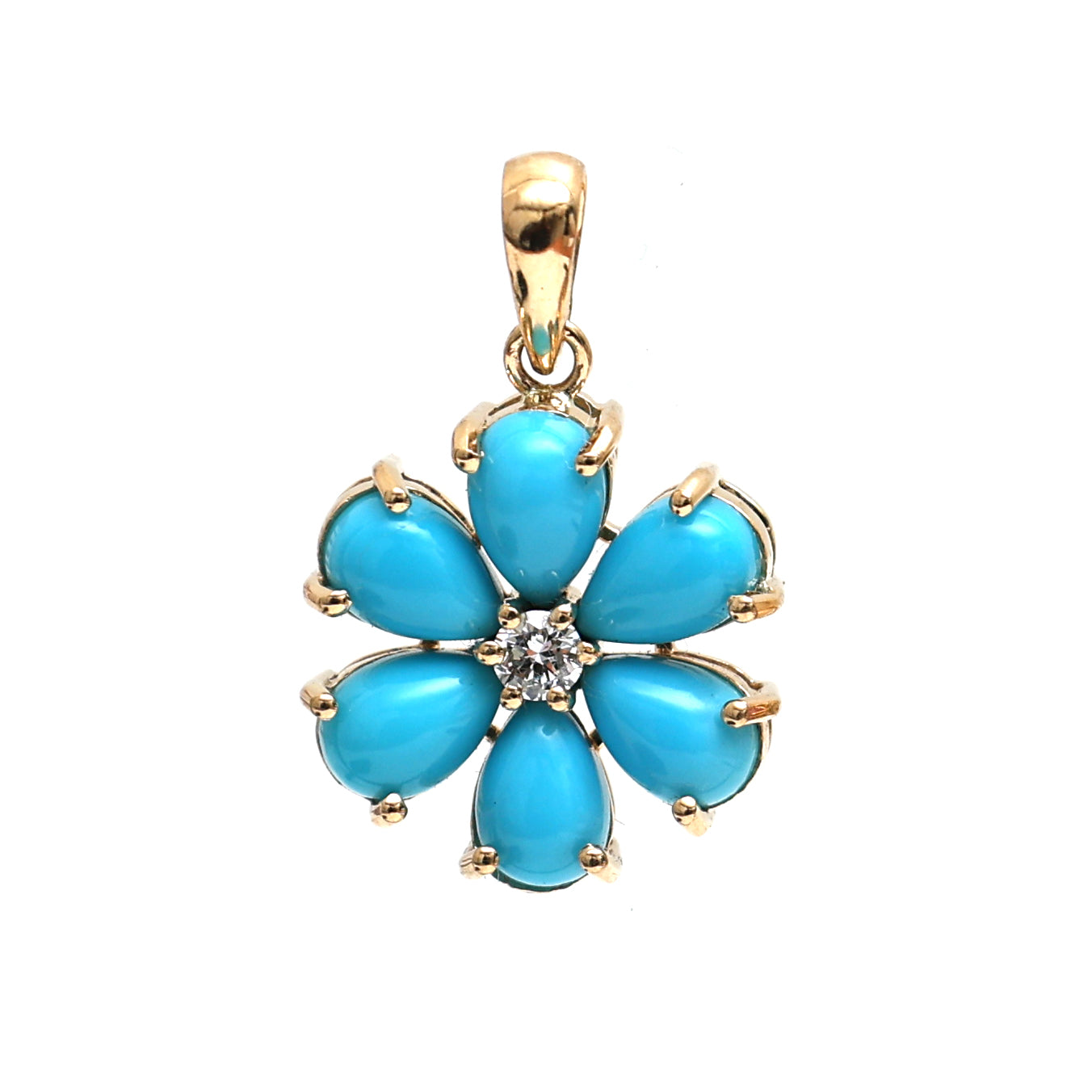 JPPD-444/7187 Turquoise Pear With Diamond Pendant | 18K