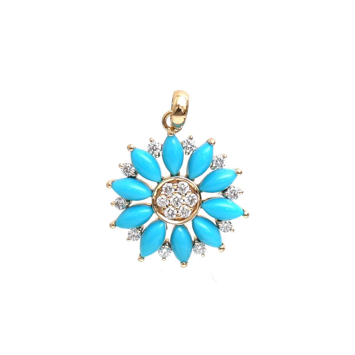 JPPD-449/7219 Turquoise Marquise With Diamond Pendant | 18K
