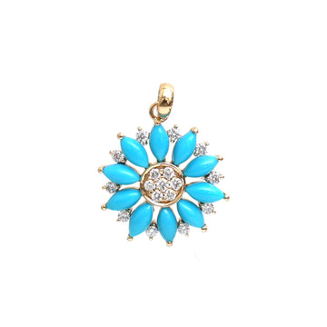 JPPD-449/7219 Turquoise Marquise With Diamond Pendant | 18K
