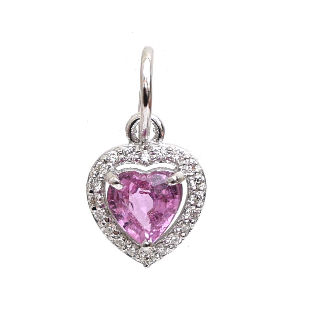 JPPD-452/7226 Pink Sapphire Heart With Diamond Pendant | 18K
