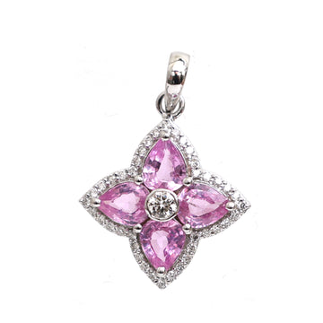 JPPD-454/7228 Pink Sapphire Pear 5X4 With Diamond Pendant | 18K