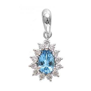 JPPD-456/7286 Aquamarine Oval With Diamond Pendant | 18K