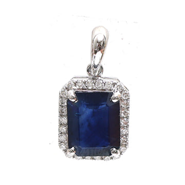 JPPD-460/7306 Blue Sapphire Octagon With Diamond Pendant | 18K