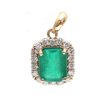 JPPD-461/7307 Emerald Octagon With Diamond Pendant | 18K