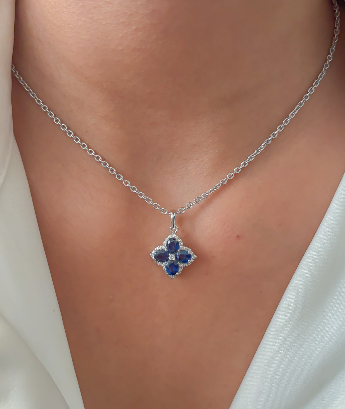 JPPD-462/7332 Blue Sapphire Oval Diamond Pendant | 18K