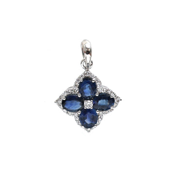 JPPD-462/7332 Blue Sapphire Oval Diamond Pendant | 18K