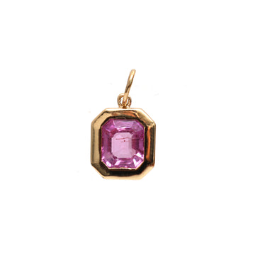 JPPD-466/7353 Pink Sapphire Octagon Bezel Set Pendant | 18K
