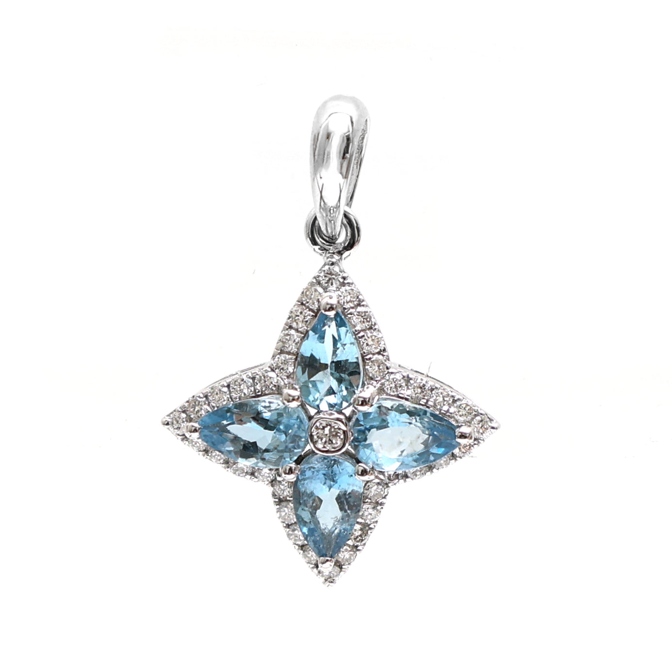 JPPD-495/7689 Aquamarine Pear Diamond Pendant | 18K