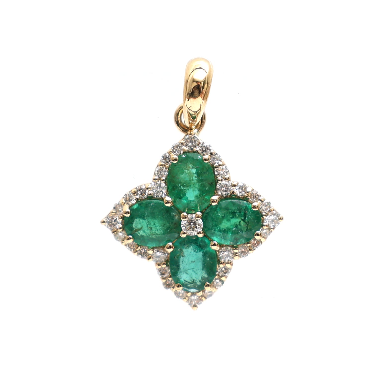 JPPD-496/7690 Emerald Oval Diamond Pendant | 18K