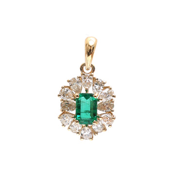 JPPD-498/7692 Emerald Octagon Diamond Pear Pendant | 18K