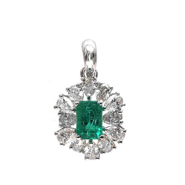 JPPD-502/7771 Emerald Octagon Pear Diamond Pendant | 18K