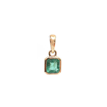 JPPD-506/7815 Emerald Octagon Bezel Set Pendant | 14K