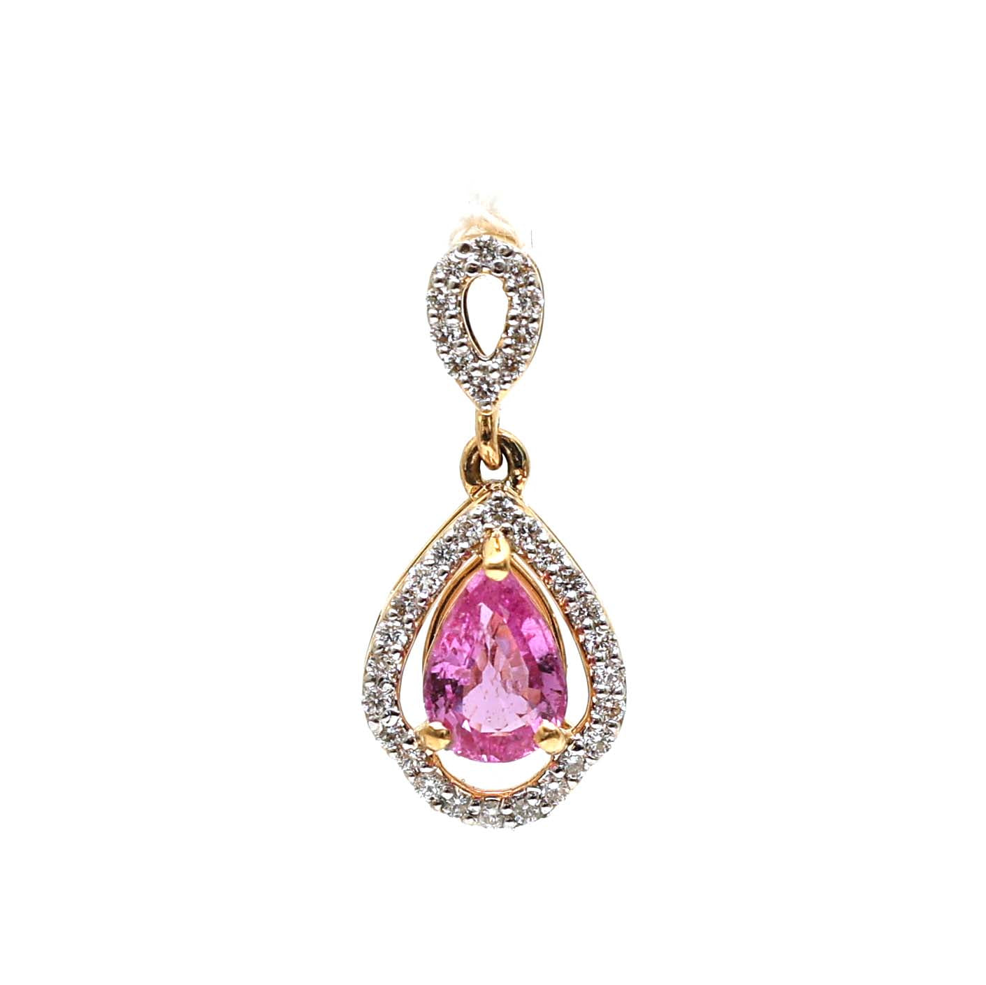 JPPD-507/7823 Pink Sapphire Pear Diamond Pendant | 18K