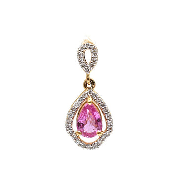 JPPD-507/7823 Pink Sapphire Pear Diamond Pendant | 18K
