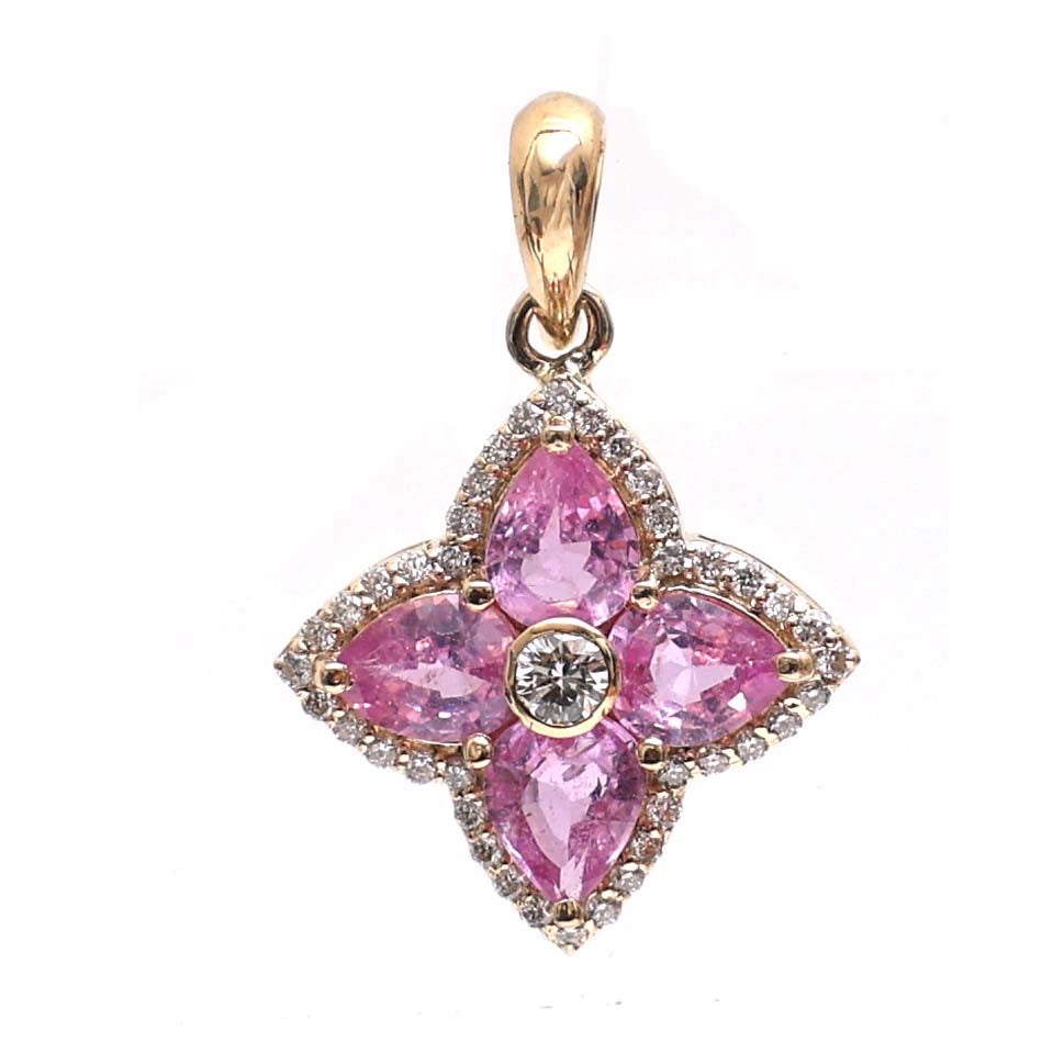 JPPD-510/7848 Pink Sapphire Pear Diamond Pendant | 18K