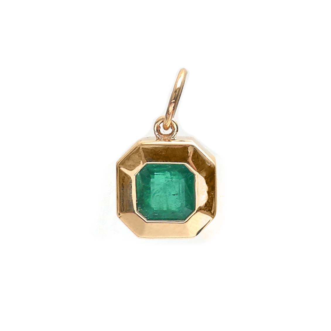 JPPD-512/7850 Emerald Square Octagon Bezel Set Pendant | 18K
