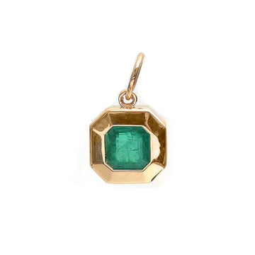 JPPD-512/7850 Emerald Square Octagon Bezel Set Pendant | 18K