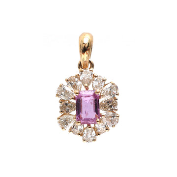 JPPD-517/7872 Pink Sapphire Octagon Pear Diamond Pendant | 18K
