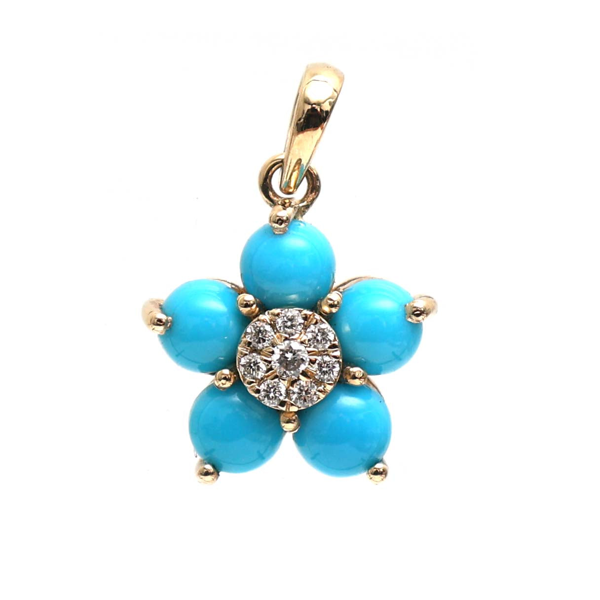 JPPD-518/7873 Turquoise Round Diamond Pendant | 14K