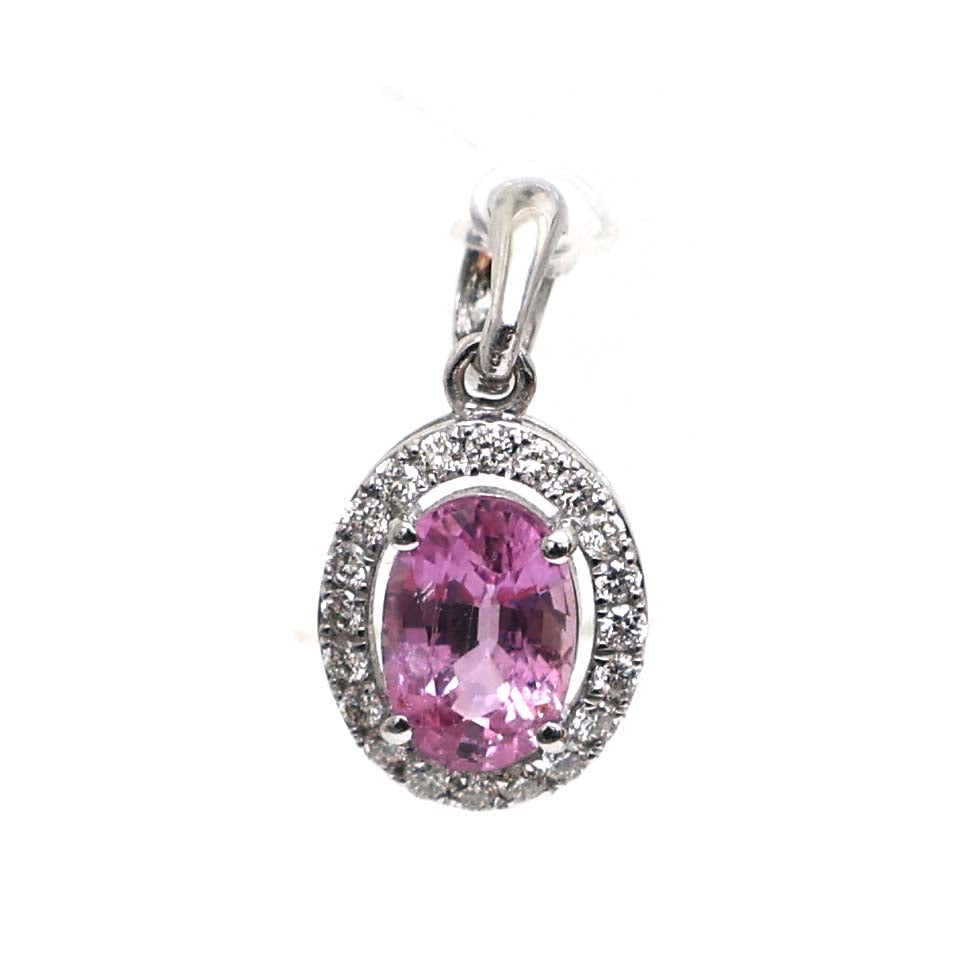 JPPD-520/7900 Pink Sapphire Oval Diamond Pendant | 18K